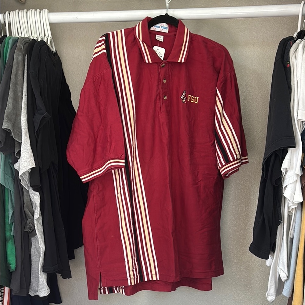 VINTAGE Florida State University Seminoles FSU Striped Polo Button Down Shirt XL